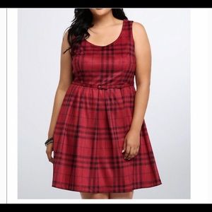 Torrid Brushed Maroon Plaid Skater Dress Sz. 12